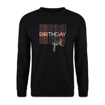 Neon-Geburtstagskind-Graffiti - Unisex Pullover - Schwarz - Vorne - Alina (178cm) & Michal (187cm)