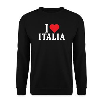 T-Shirt I love Italy T-Shirt Geschenkidee - Unisex Pullover - Schwarz - Vorne - Alina (178cm) & Michal (187cm)