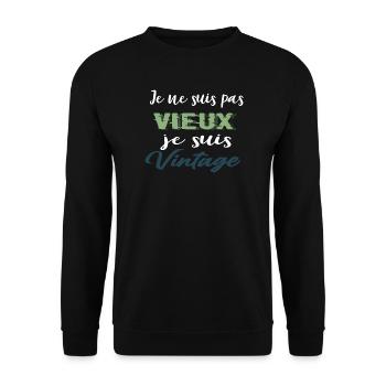 Je suis pas Vieux, je suis Retro ,drole Grand-père - Sweat-shirt Unisexe - noir - Devant - Alina (178cm) & Michal (187cm)