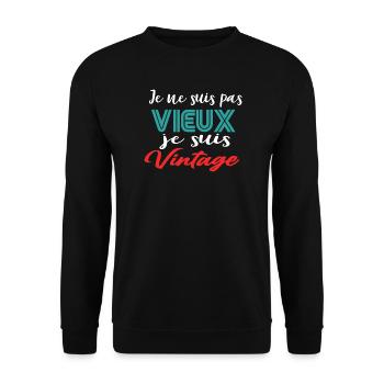 Je suis pas Vieux, je suis Retro ,drole Grand-père - Sweat-shirt Unisexe - noir - Devant - Alina (178cm) & Michal (187cm)
