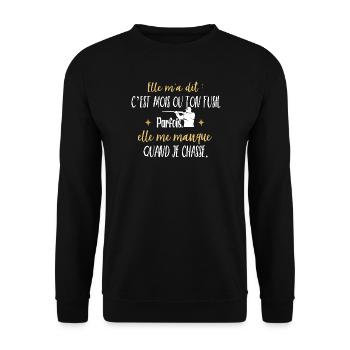 Humour Papy Chasse humoristique Papi Chasseur Tee - Sweat-shirt Unisexe - noir - Devant - Alina (178cm) & Michal (187cm)