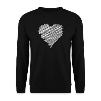 White scribble love heart - Unisex Sweatshirt - black - Front - Alina (178cm) & Michal (187cm)