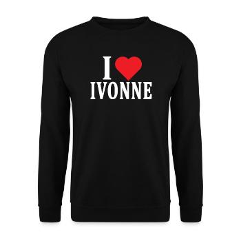 T-Shirt I love Ivonne T-Shirt Geschenkidee - Unisex Pullover - Schwarz - Vorne - Alina (178cm) & Michal (187cm)