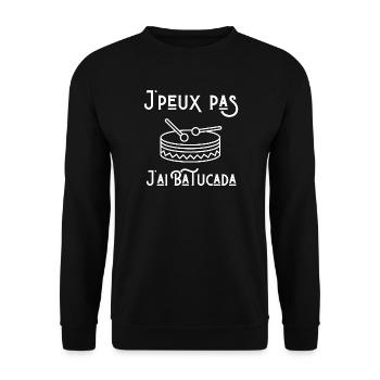 Batucada, joueur de batucada, percussion - Sweat-shirt Unisexe - noir - Devant - Alina (178cm) & Michal (187cm)