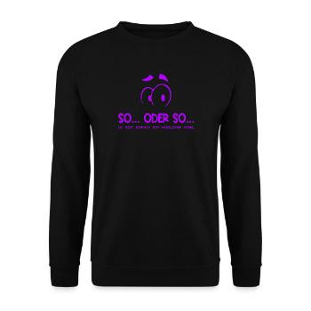 So...Oder So: Hässlicher Vogel - Lila - Unisex Pullover - Schwarz - Vorne - Alina (178cm) & Michal (187cm)