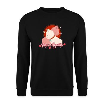J'veux des papouilles cadeau saint-valentin amour - Sweat-shirt Unisexe - noir - Devant - Alina (178cm) & Michal (187cm)