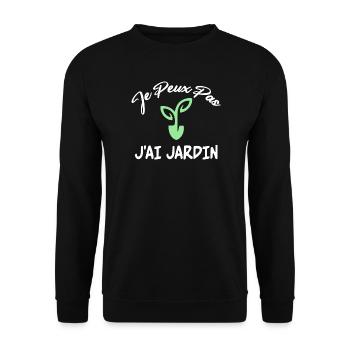 Je Peux Pas J'Ai Jardin Humour Jardinage Jardinier - Sweat-shirt Unisexe - noir - Devant - Alina (178cm) & Michal (187cm)