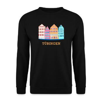 Tübingen, Neckar view, drawing, Germany - Unisex Sweatshirt - black - Front - Alina (178cm) & Michal (187cm)