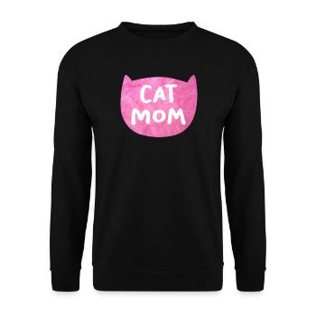Katze Flausch Mom Mama coole Quotes Fell rosa pink - Unisex Pullover - Schwarz - Vorne - Alina (178cm) & Michal (187cm)