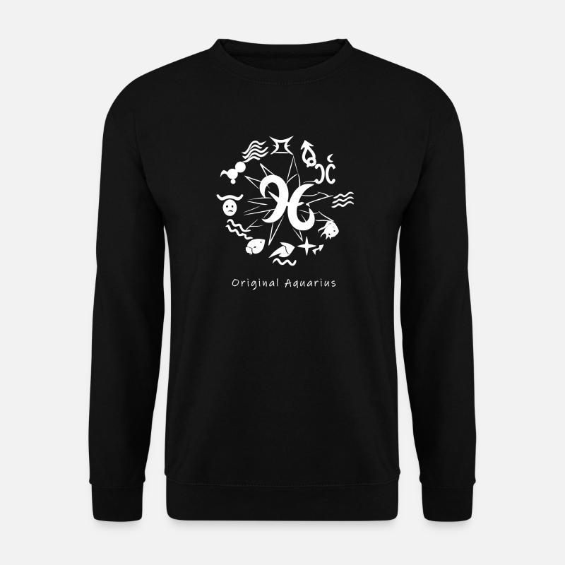 Sternzeichen Wassermann 003 weiß - Unisex Pullover - Schwarz