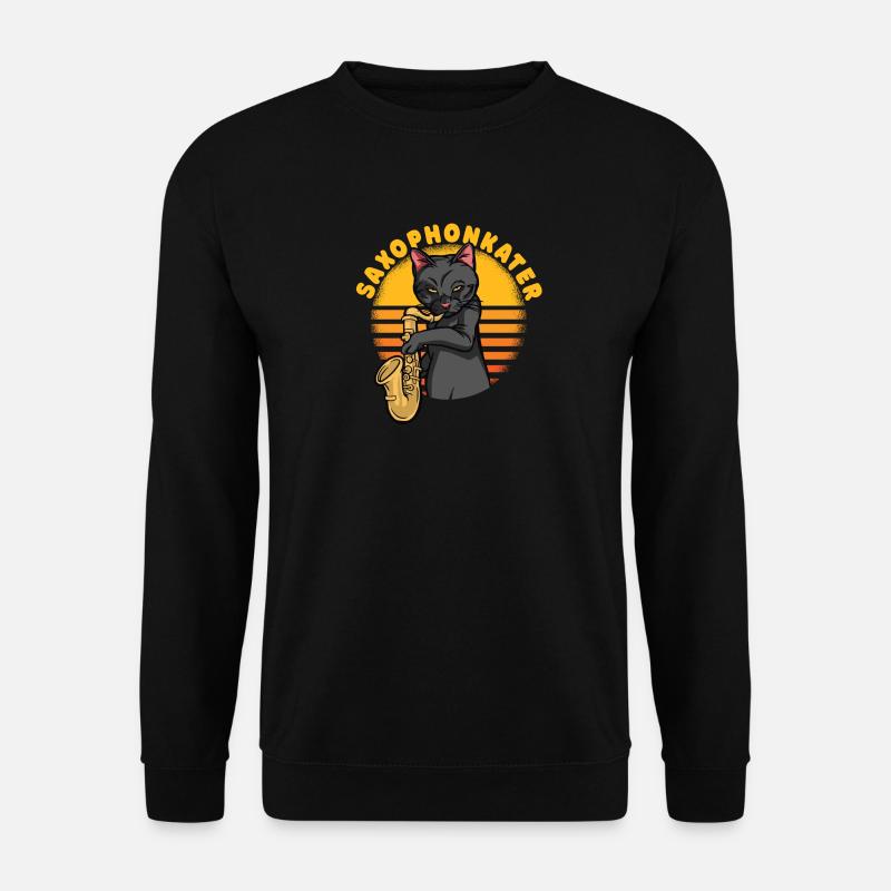 Saxophone Kater - Unisex Pullover - Schwarz