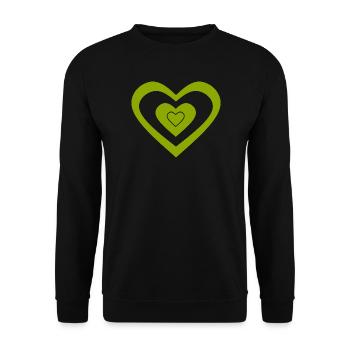Grünes Herz grün Muster Herzmuster Geschenkidee - Unisex Pullover - Schwarz - Vorne - Alina (178cm) & Michal (187cm)