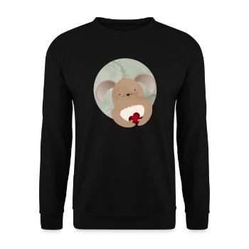 niedlicher Hase mit einem Herz für Valentinstag - Unisex Pullover - Schwarz - Vorne - Alina (178cm) & Michal (187cm)