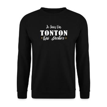 Cadeau Oncle Drôle , Je Suis Un Tonton Qui Déchire - Sweat-shirt Unisexe - noir - Devant - Alina (178cm) & Michal (187cm)