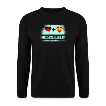 Spanien und Deutschland Flagge 100% genial - Unisex Pullover - Schwarz - Vorne - Alina (178cm) & Michal (187cm)