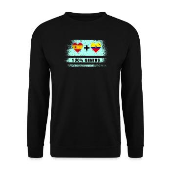 Spain and Ecuador flag 100% genius - Unisex Sweatshirt - black - Front - Alina (178cm) & Michal (187cm)