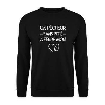 pêche, pêcheur, fan de pêche - Sweat-shirt Unisexe - noir - Devant - Alina (178cm) & Michal (187cm)