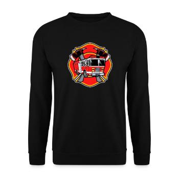 Feuerwehr Feuerwehrauto Lebensretter Löscharbeit - Unisex Pullover - Schwarz - Vorne - Alina (178cm) & Michal (187cm)