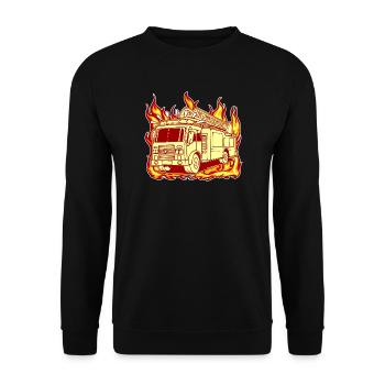Fire Burning Fire Brigade Fire Engine Fire Protection - Unisex Sweatshirt - black - Front - Alina (178cm) & Michal (187cm)