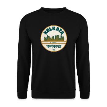 Kolkata Skyline Abzeichen - Unisex Pullover - Schwarz - Vorne - Alina (178cm) & Michal (187cm)