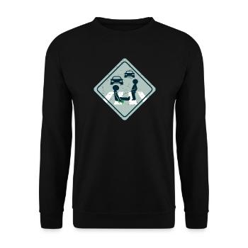 Klimaaktivist Straßen Kleben - Unisex Pullover - Schwarz - Vorne - Alina (178cm) & Michal (187cm)