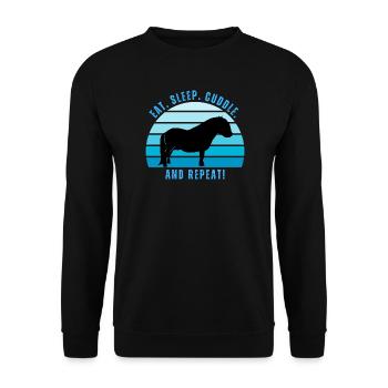 Shetland poney bonheur - Coucher de soleil de style rétro - Sweat-shirt Unisexe - noir - Devant - Alina (178cm) & Michal (187cm)