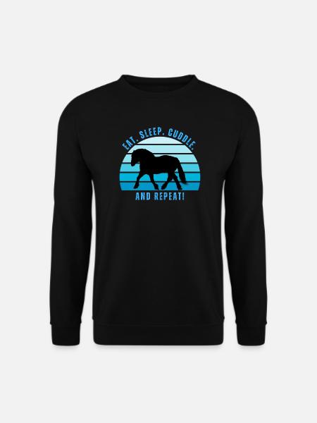 Kaltblut im Trab - Sonnenuntergang im Retro-Stil - Unisex Pullover - Schwarz