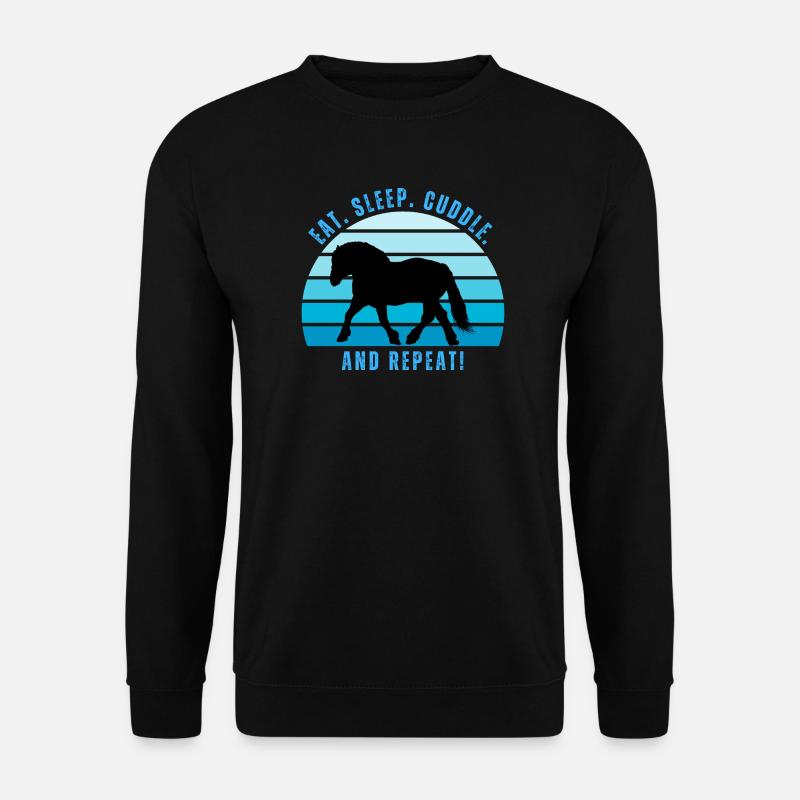 Kaltblut im Trab - Sonnenuntergang im Retro-Stil - Unisex Pullover - Schwarz