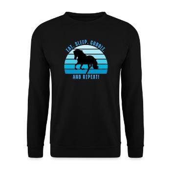 Poney gallois galopant coucher de soleil dans un style rétro - Sweat-shirt Unisexe - noir - Devant - Alina (178cm) & Michal (187cm)