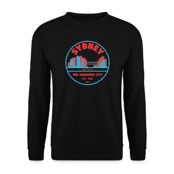 Sydney Hafenstadt Skyline Badge - Unisex Pullover - Schwarz - Vorne - Alina (178cm) & Michal (187cm)