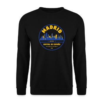 Madrid Skyline Emblem – Capital City of Spain - Unisex Sweatshirt - black - Front - Alina (178cm) & Michal (187cm)