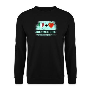 Italien und China 100% geniale Flagge - Unisex Pullover - Schwarz - Vorne - Alina (178cm) & Michal (187cm)