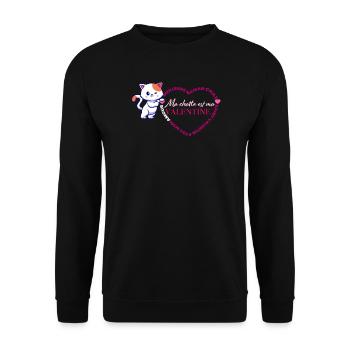 Chat Valentine Coeur Félin - Sweat-shirt Unisexe - noir - Devant - Alina (178cm) & Michal (187cm)