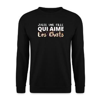 Fille qui aime les chats floral - Sweat-shirt Unisexe - noir - Devant - Alina (178cm) & Michal (187cm)