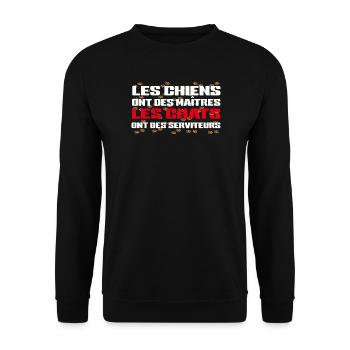 Chiens Maîtres Chats Serveurs - Sweat-shirt Unisexe - noir - Devant - Alina (178cm) & Michal (187cm)