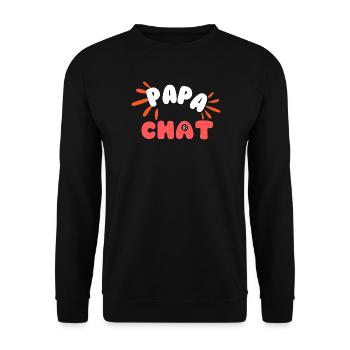 Papa Chat: Logo Amical et Pattes - Sweat-shirt Unisexe - noir - Devant - Alina (178cm) & Michal (187cm)