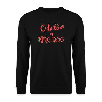 Catzilla vs King Dog - Sweat-shirt Unisexe - noir - Devant - Alina (178cm) & Michal (187cm)