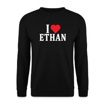 T-Shirt I love Ethan T-Shirt Geschenkidee - Unisex Pullover - Schwarz - Vorne - Alina (178cm) & Michal (187cm)