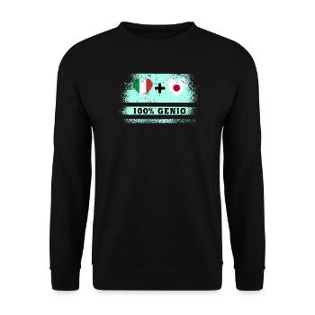 Italien und Japan 100% geniale Flagge - Unisex Pullover - Schwarz - Vorne - Alina (178cm) & Michal (187cm)