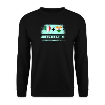 Italien und Indien 100% Genius Flagge - Unisex Pullover - Schwarz - Vorne - Alina (178cm) & Michal (187cm)