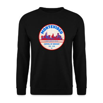 Montevideo Uruguay Skyline Emblem Design - Unisex Pullover - Schwarz - Vorne - Alina (178cm) & Michal (187cm)