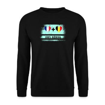 Drapeau France et Belgique 100% génial - Sweat-shirt Unisexe - noir - Devant - Alina (178cm) & Michal (187cm)