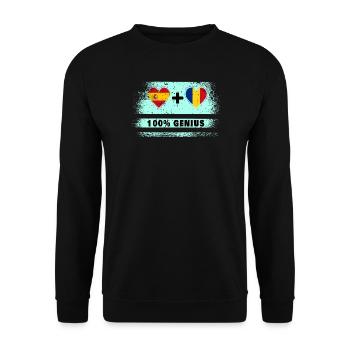 Spain and Romania flag 100% genius - Unisex Sweatshirt - black - Front - Alina (178cm) & Michal (187cm)