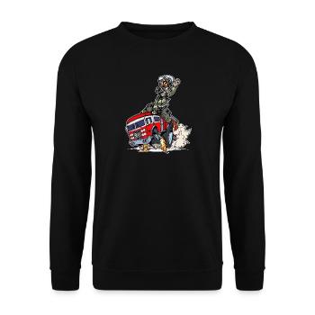 Fire Fire Engine Firefighter Rescuer - Unisex Sweatshirt - black - Front - Alina (178cm) & Michal (187cm)