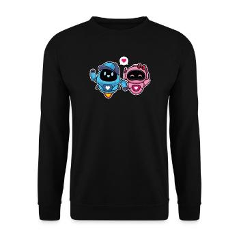 Robots mignons Amoureux et Romantiques pour Couple - Sweat-shirt Unisexe - noir - Devant - Alina (178cm) & Michal (187cm)