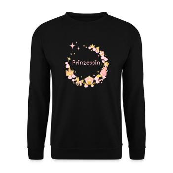 Prinzessin - Die hübsche Prinzessin mit Krone Pink - Unisex Pullover - Schwarz - Vorne - Alina (178cm) & Michal (187cm)