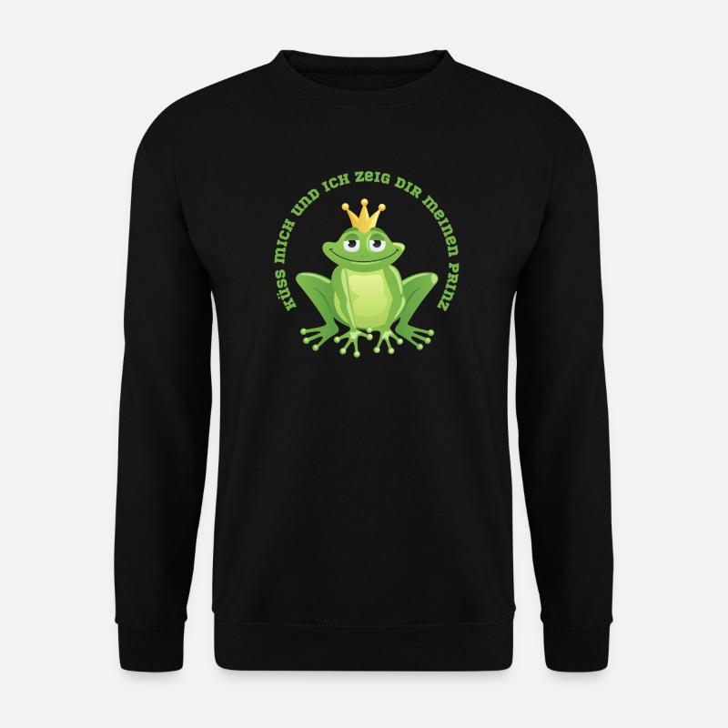 Küss mich Frosch und ich zeig dir den Prinz - Unisex Pullover - Schwarz