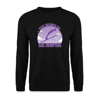 Ski Jumping Ski Jumper Winter Sports Gift - Unisex Sweatshirt - black - Front - Alina (178cm) & Michal (187cm)