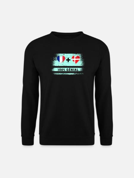 Hinweis Frankreich und Dänemark 100% genial - Unisex Pullover - Schwarz