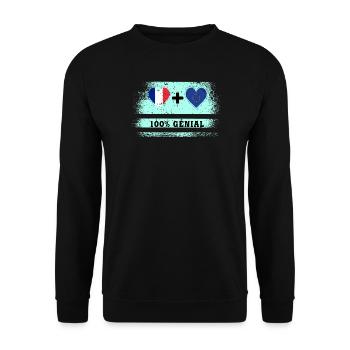 Drapeau France et Europe 100% génial - Sweat-shirt Unisexe - noir - Devant - Alina (178cm) & Michal (187cm)